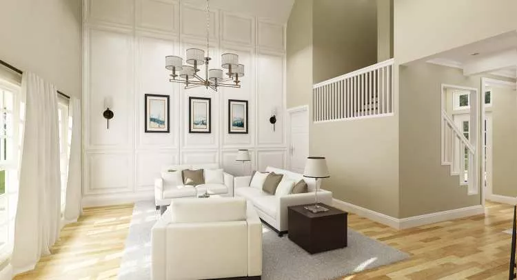living room with view toward stairs